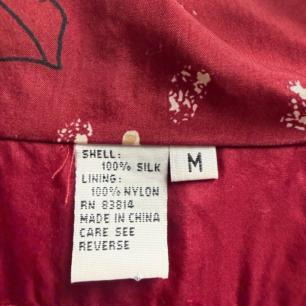 Vintage FUDA International 100% Silk Track Suit Jacket/Pants Med Burgundy  NWOT - Picture 5 of 16